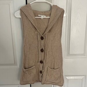 Banana Republic Beige Hooded Sweater Vest